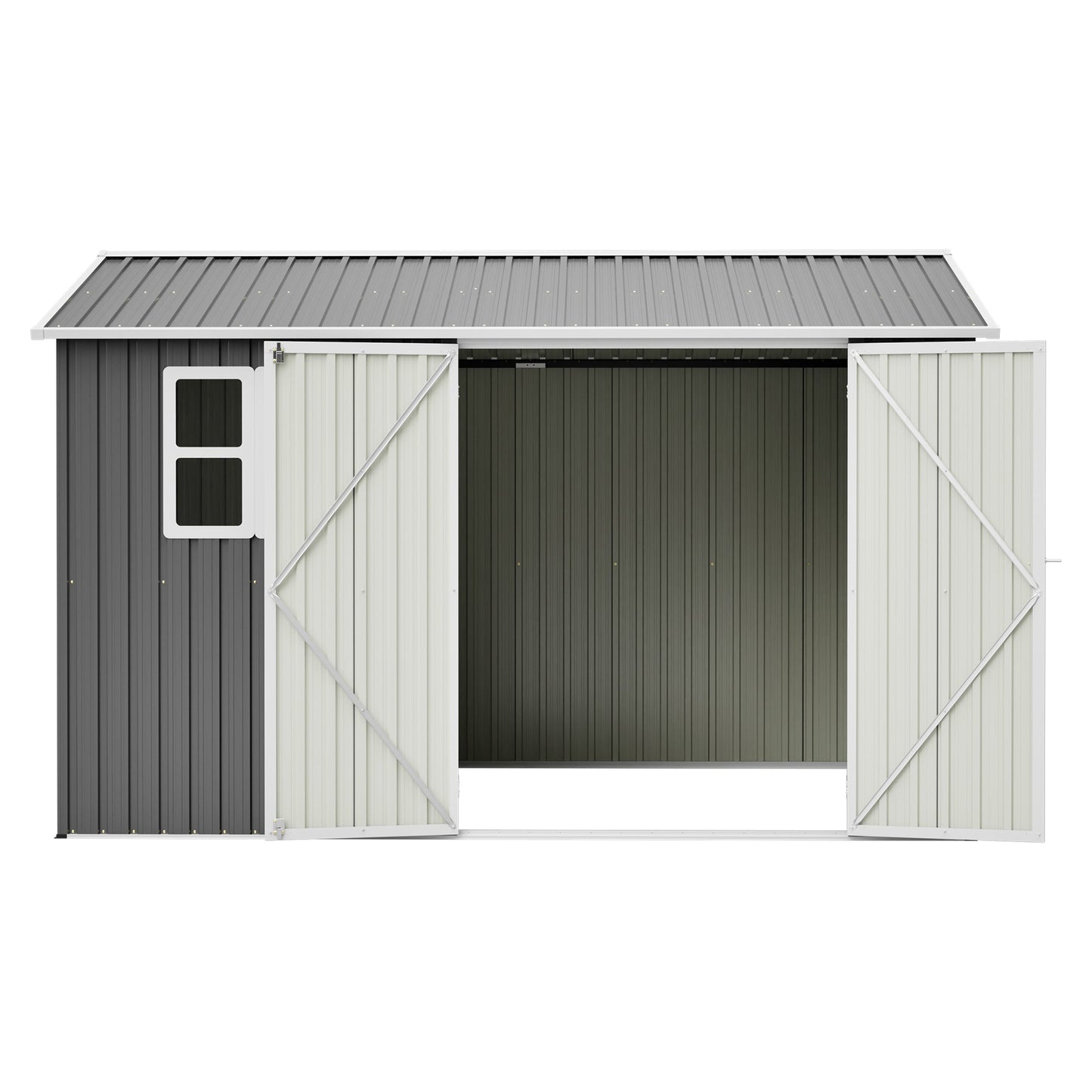 10'x8' Oversized Steel Storage Shed with Window and Lockable Doors