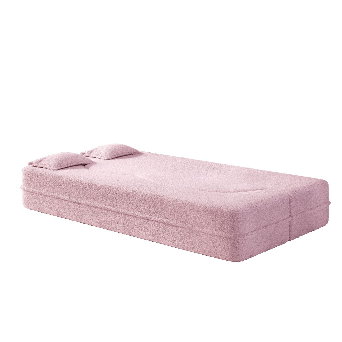 Modern Floor Sleeper Sofa Bed With 2 Pillows, Convertible Twin Size Folding Mattress For Living Room