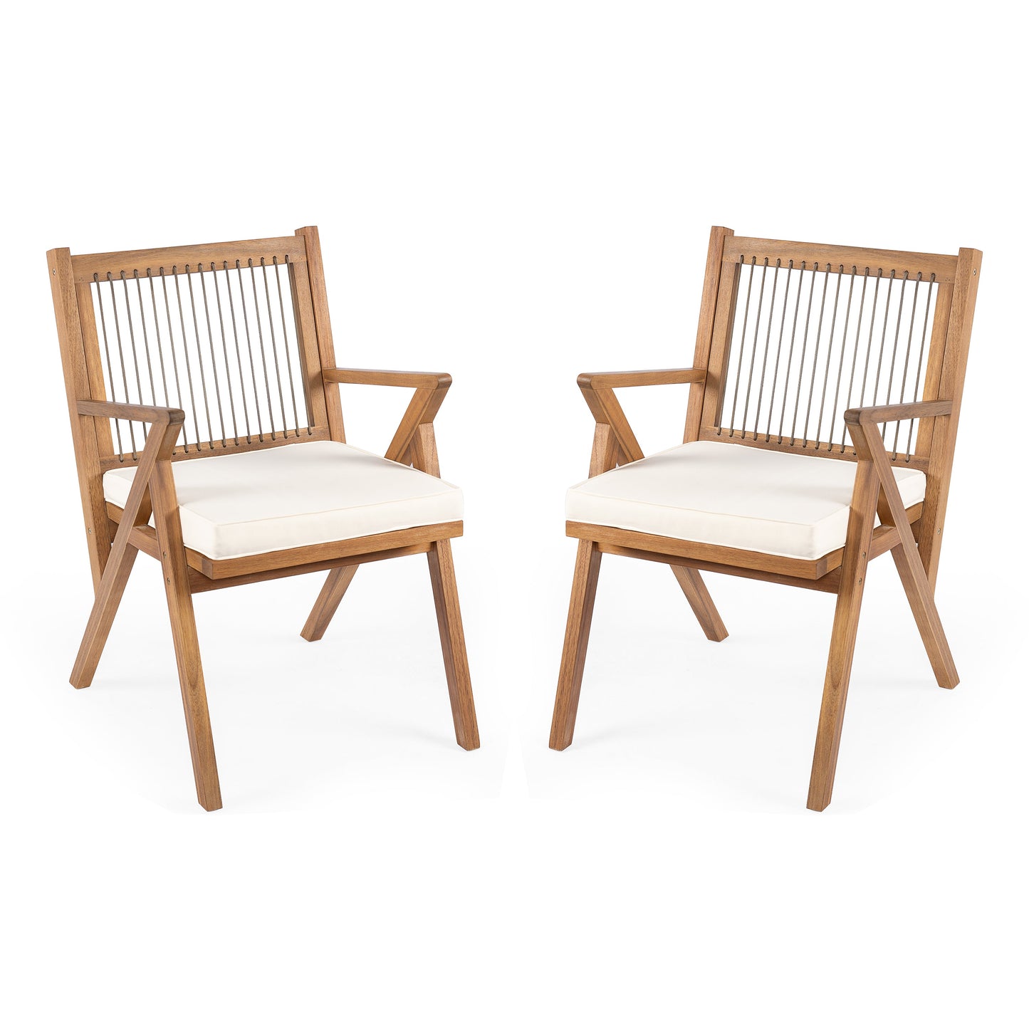 Patio Dining Chair with Cushion (Set of 2)