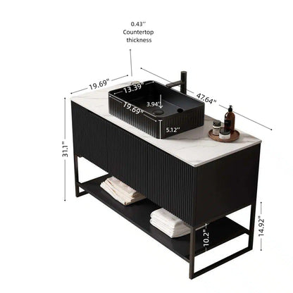 Tulio 48" Bathroom Vanity & Sink with 3 Doors and Open Shelf