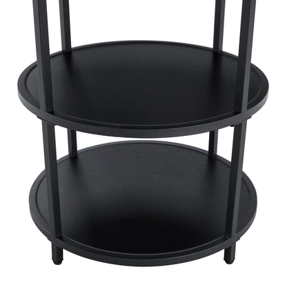 Diameter - Modern Splicing Circular Dining Table Double Layer Storage - Wood / Black