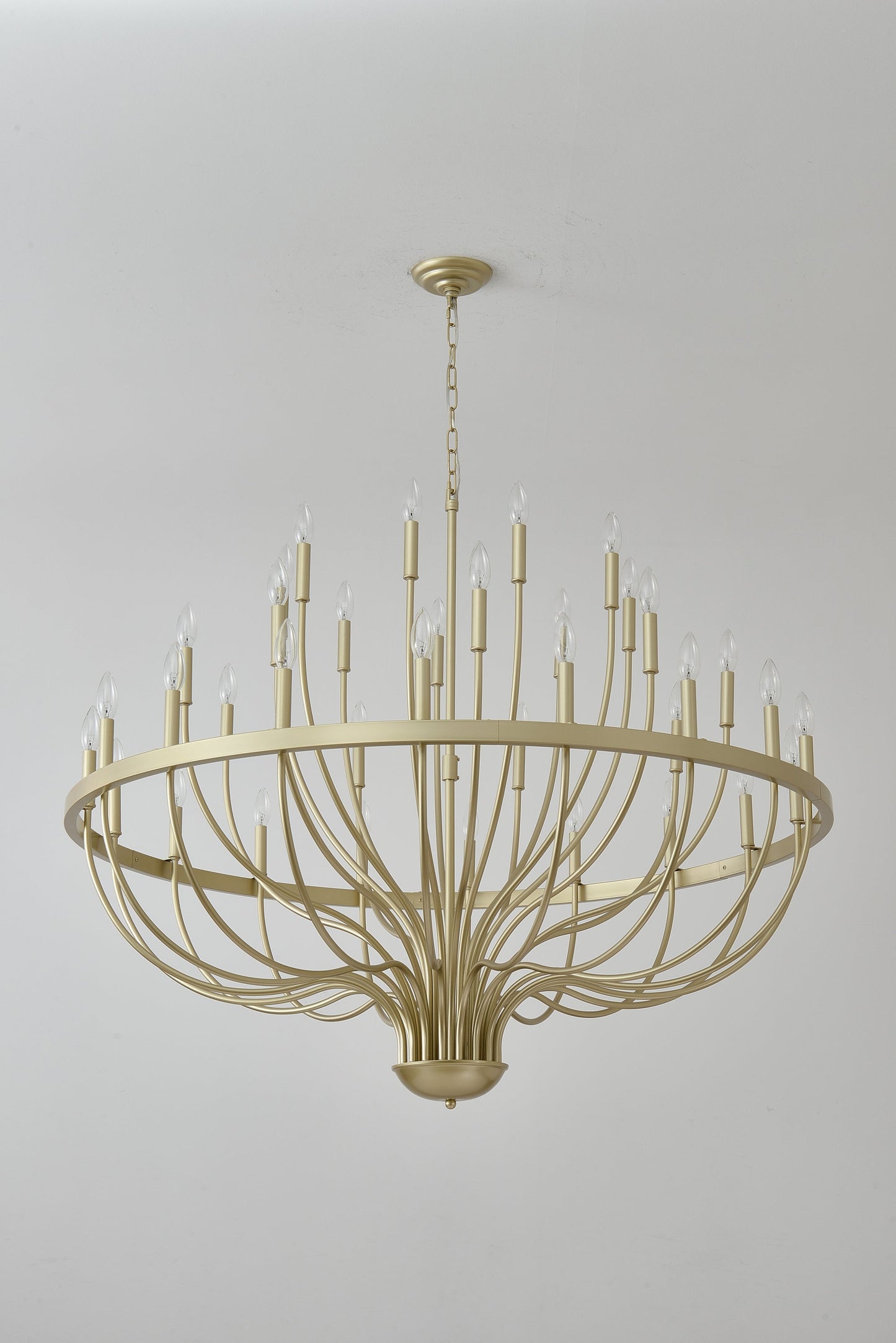36-Light Gold Industrial Iron Candle Chandelier