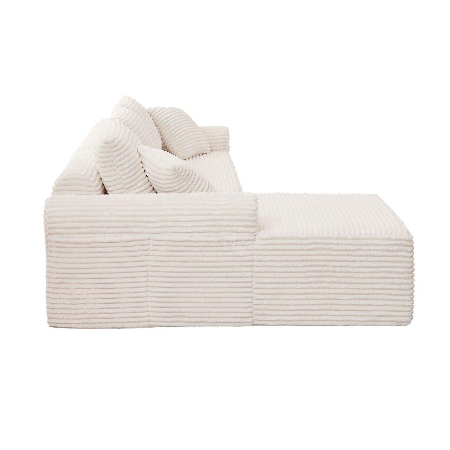 Modular Sectional With Arched Armrests, Includes 3 Back Cushions & 2 Throw Pillows