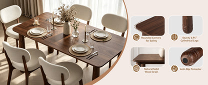 63" Solid Wood Dining Table Set with 4 Upholstered Chairs