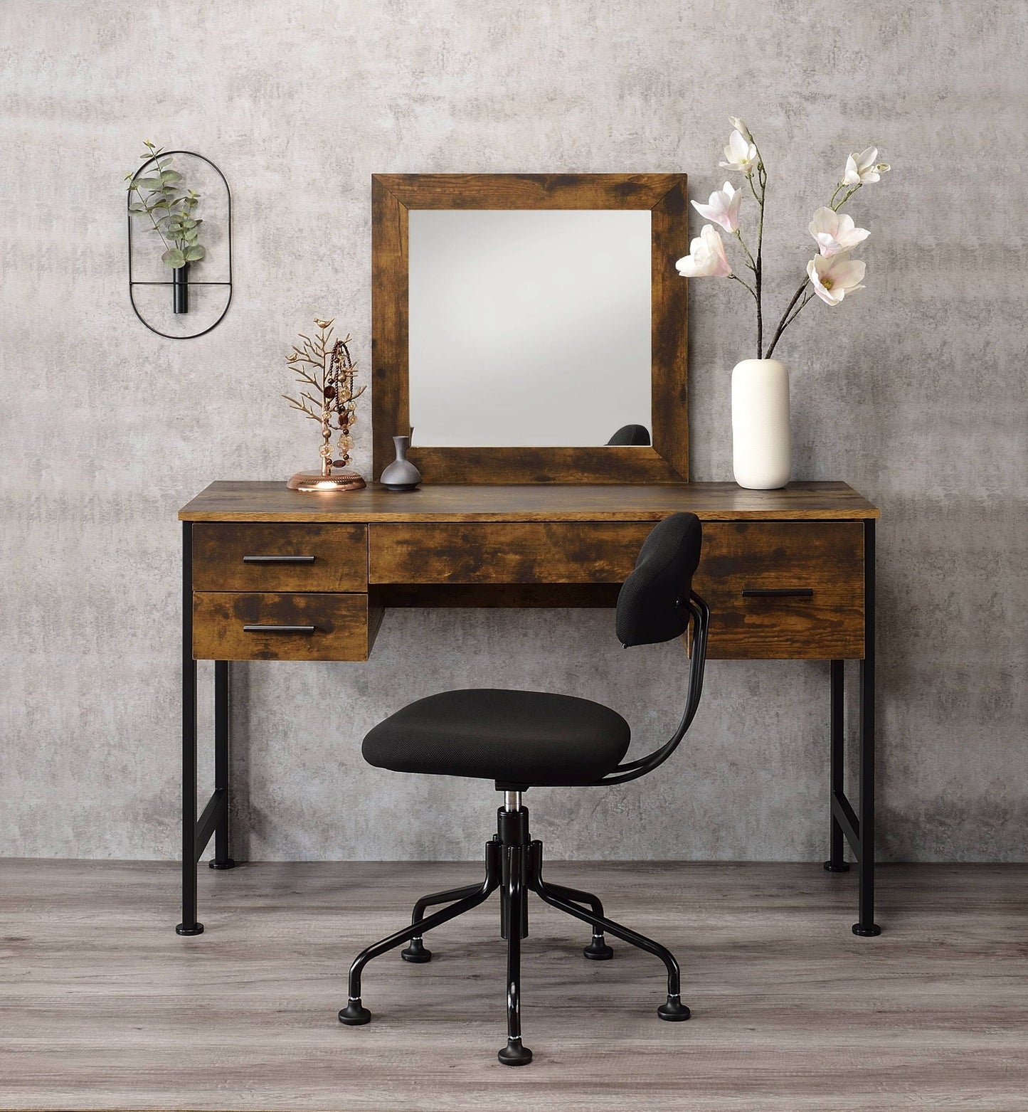 Juvanth Rustic Vanity Desk Mirror - Oak