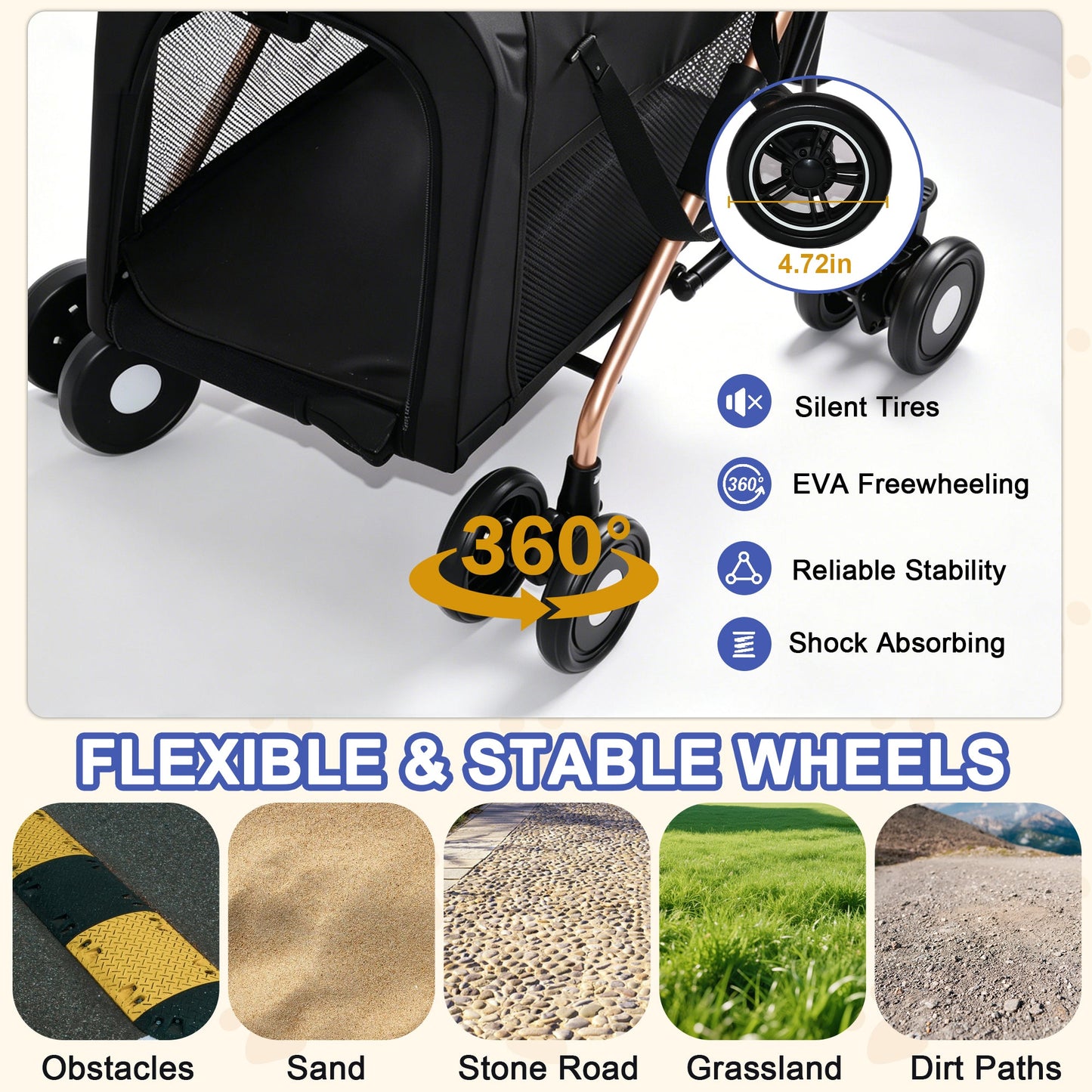 Double Pet Stroller for Small and Medium Dogs and Cats