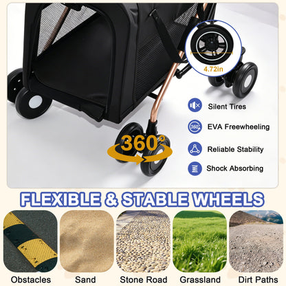 Double Pet Stroller for Small and Medium Dogs and Cats
