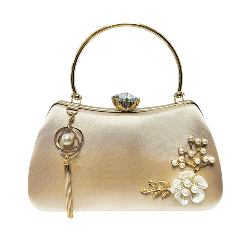 Pearl-encrusted Diamond-studded Tassel Pendant Handbag