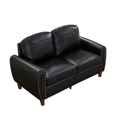59" Classic Living Room Sofa Loveseat Faux Leather Couch