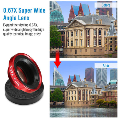 Phone Camera Lens Kit Magnetic 180¡Fisheye Lens 0.67xWide Angle 10X Macro Lens for iPhone X /8/7/6s Samsung Galaxy S10/S9