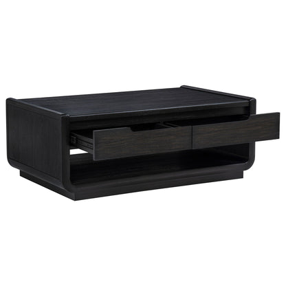 Leandro 2-drawer Wood Cocktail Coffee Table Burnished Black