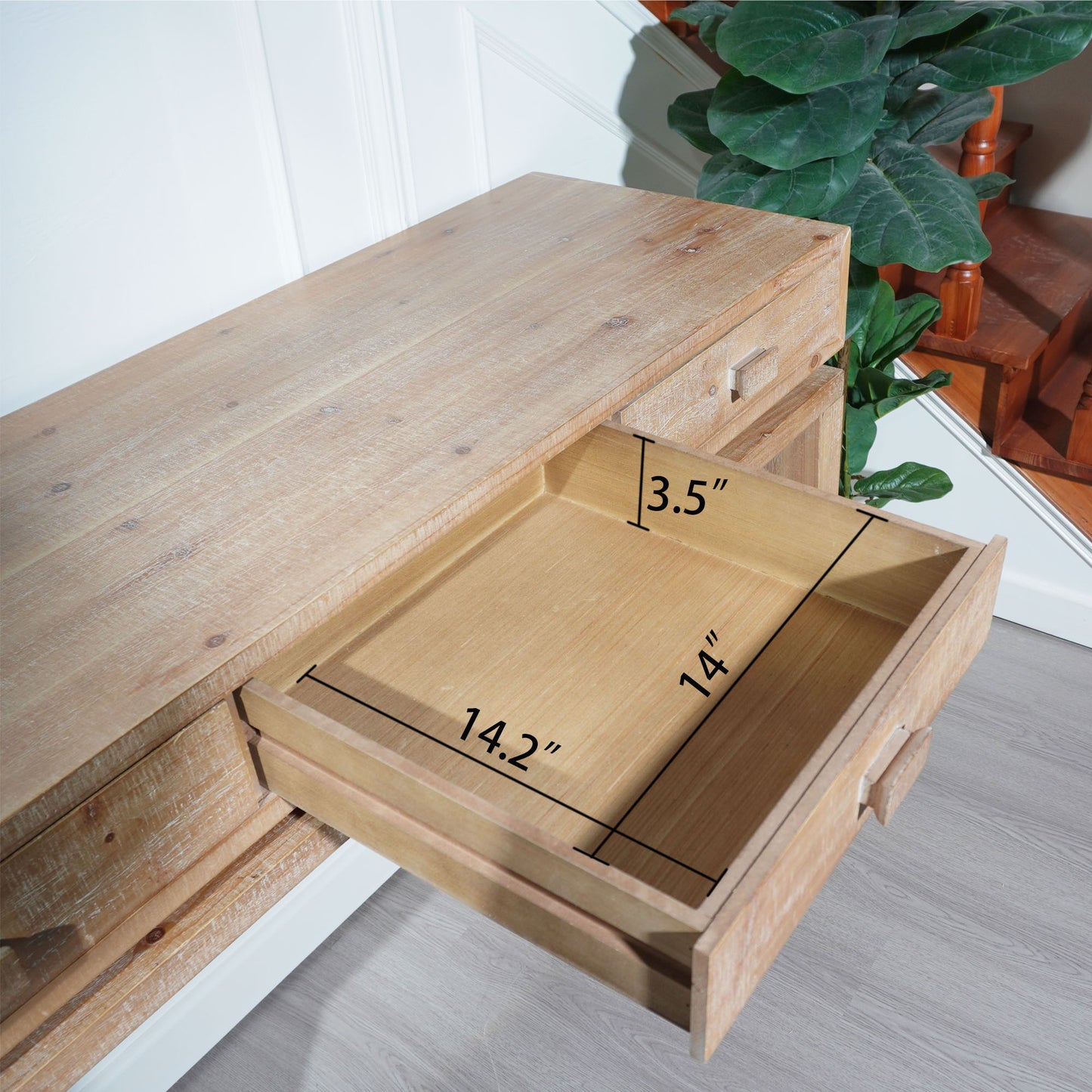 Rustic Wood Console Table With 3 Drawers Entryway Table For Hallway, Foyer, Or Office - Natural / Natural & Light Brown / Natural Wood / Natural Wood Wash / Natural / Rustic