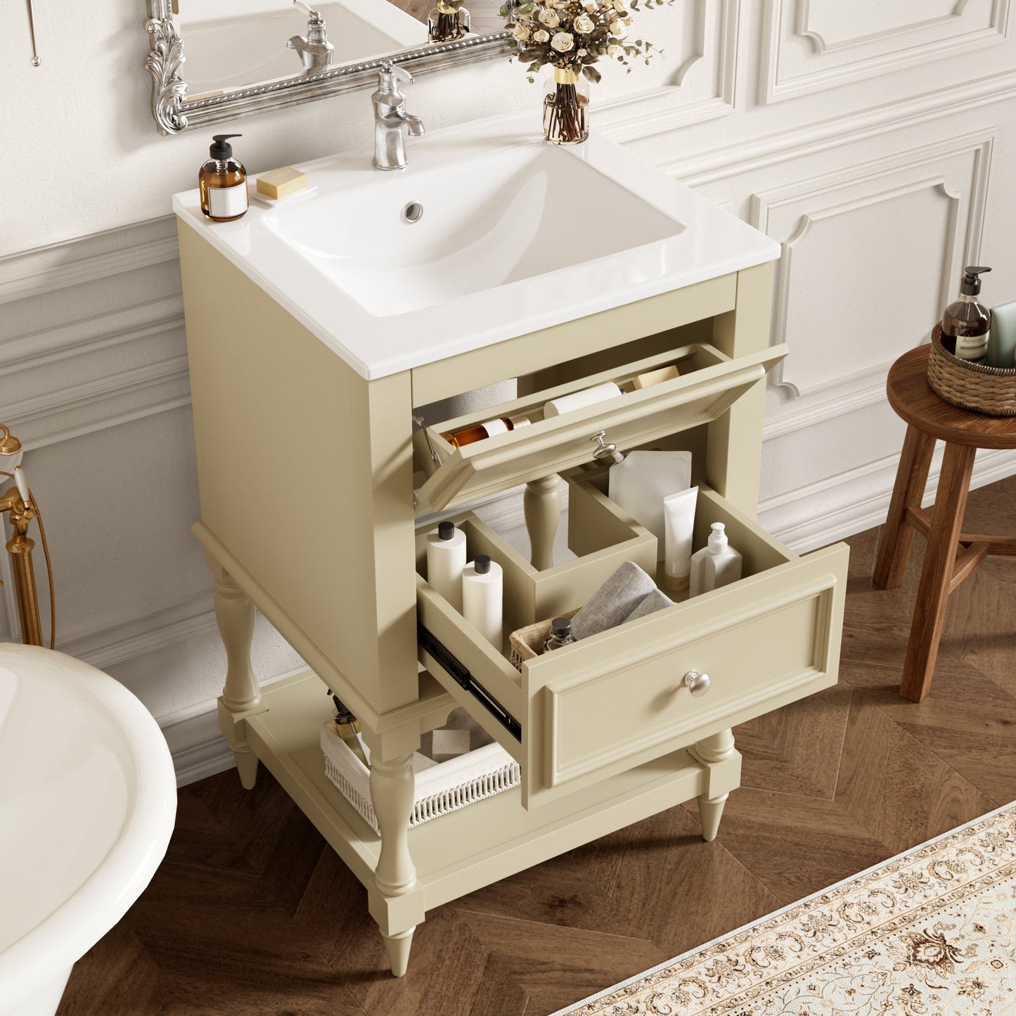 20'' Bathroom Vanity with Ceramic Sink and Storage Cabinet