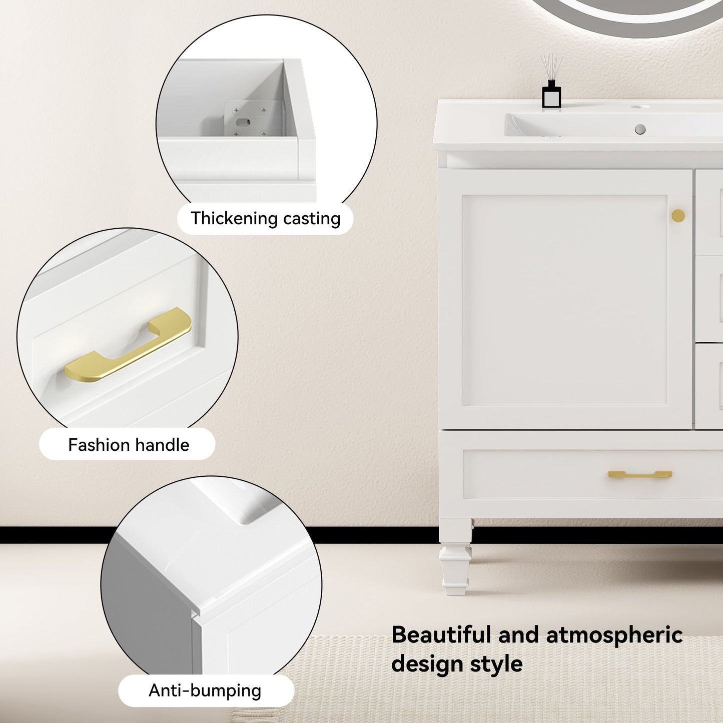 30" White Bathroom Vanity with Abundant Storage