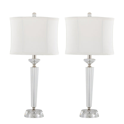 Diamond - Torch Contemporary Crystal Table Lamp (Set of 2) - Clear / Off White / Polished Nickel