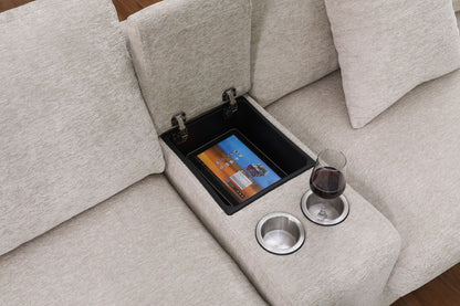 Celine - Fabric Corner Sectional Sofa With Right-Facing Chaise, Cupholders, And Charging Ports