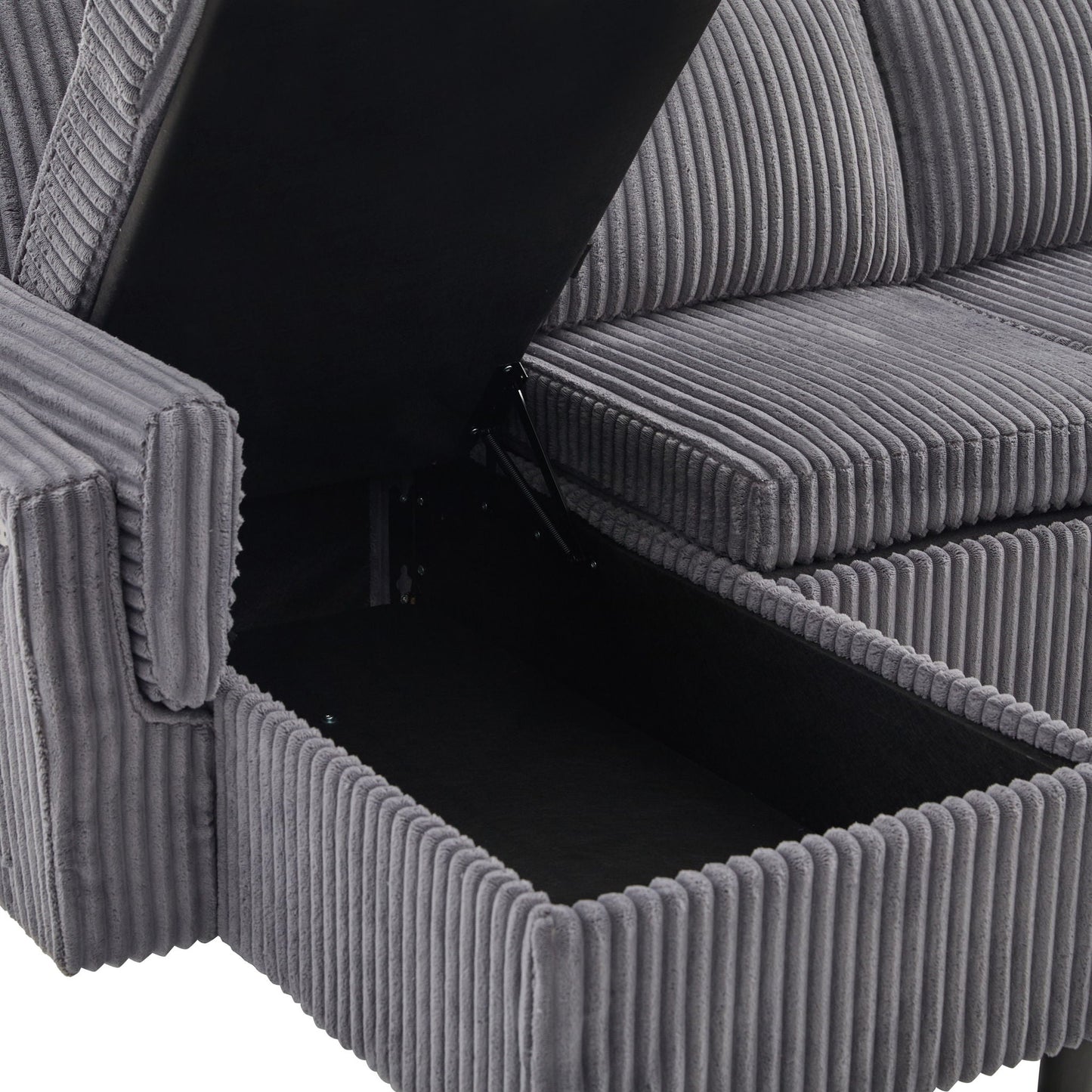 Convertible U-Shaped Sectional Sofa Bed With USB Ports And Storage
