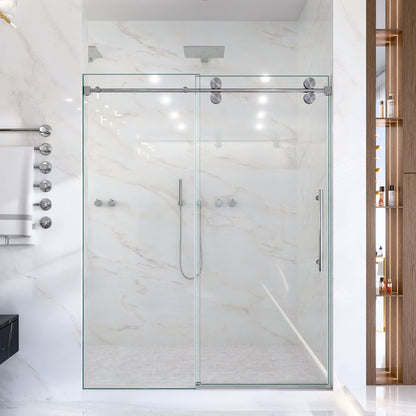 56-60"W x 72"H Frameless Sliding Shower Door – Clear Tempered Glass
