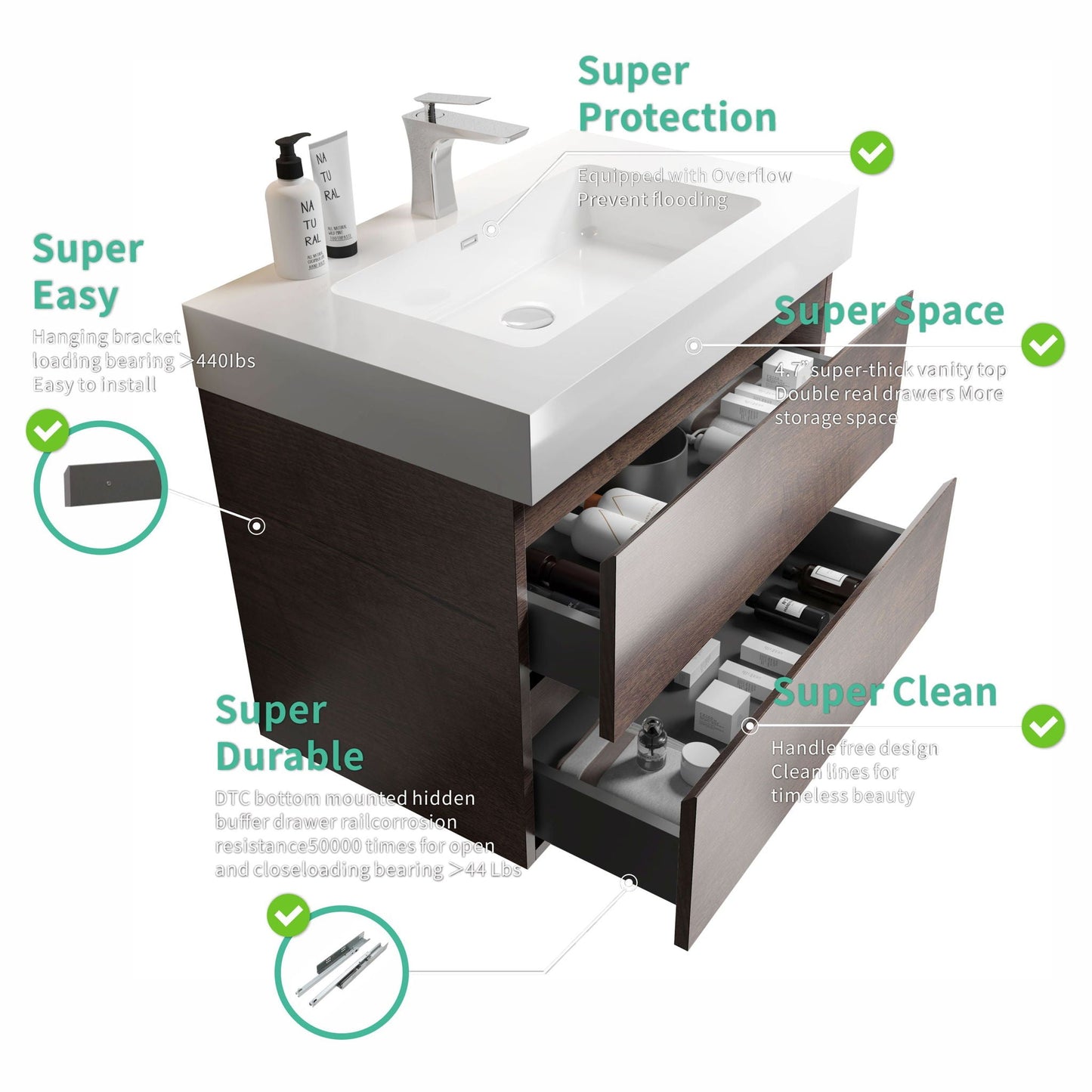 Alice Bathroom Vanity Wall Mounted With Sink