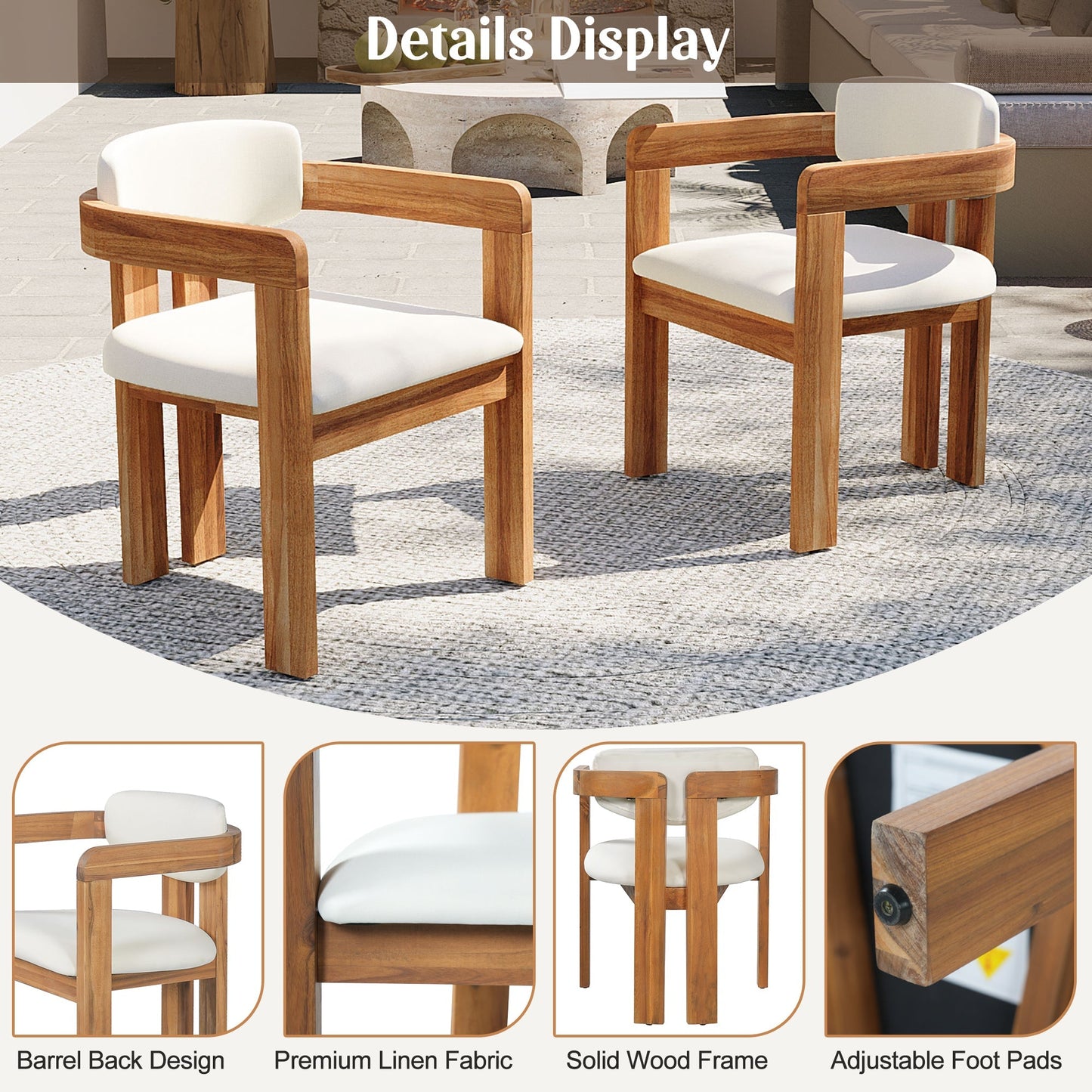 5-Piece Outdoor Acacia Wood Round Dining Set
