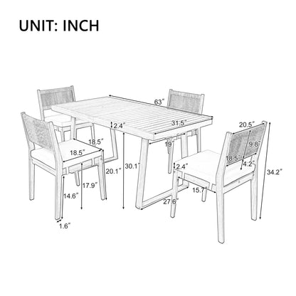 U_Style Multi-Person Outdoor Acacia Wood Dining Table and Chair Set
