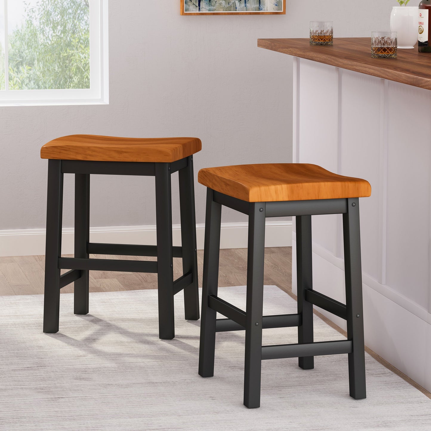 Wood 24" Saddle Stool