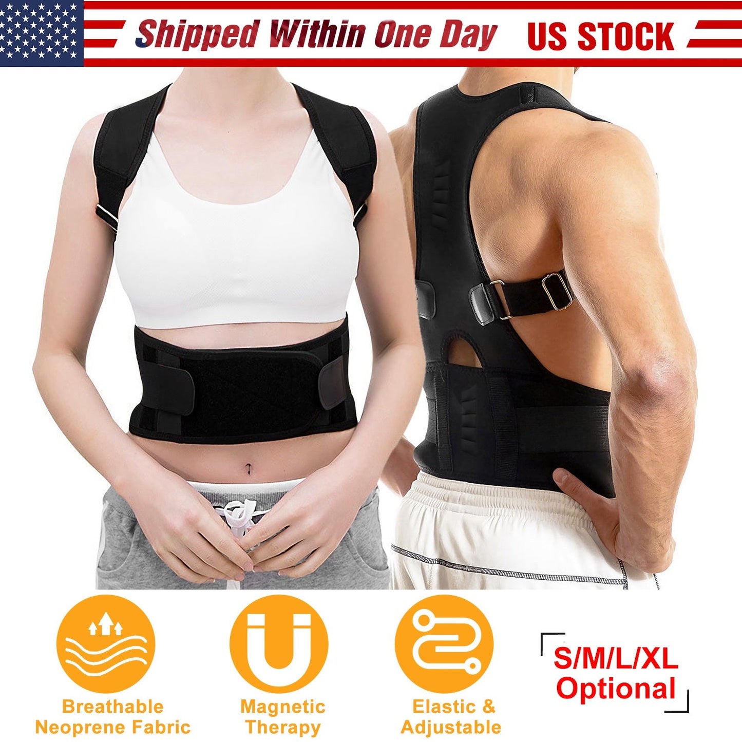 Posture Corrector Back Brace with Magnetic Lumbar Support