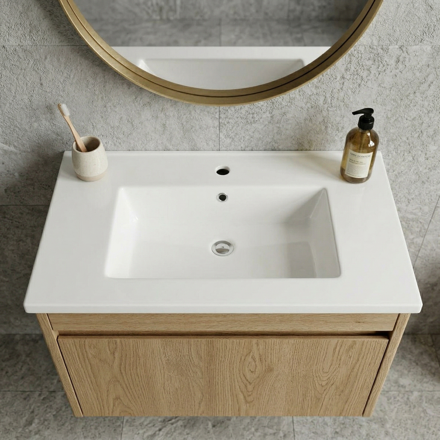 30Inch x 18.5Inch Ceramic Bathroom Vanity Sink Top with Single Hole