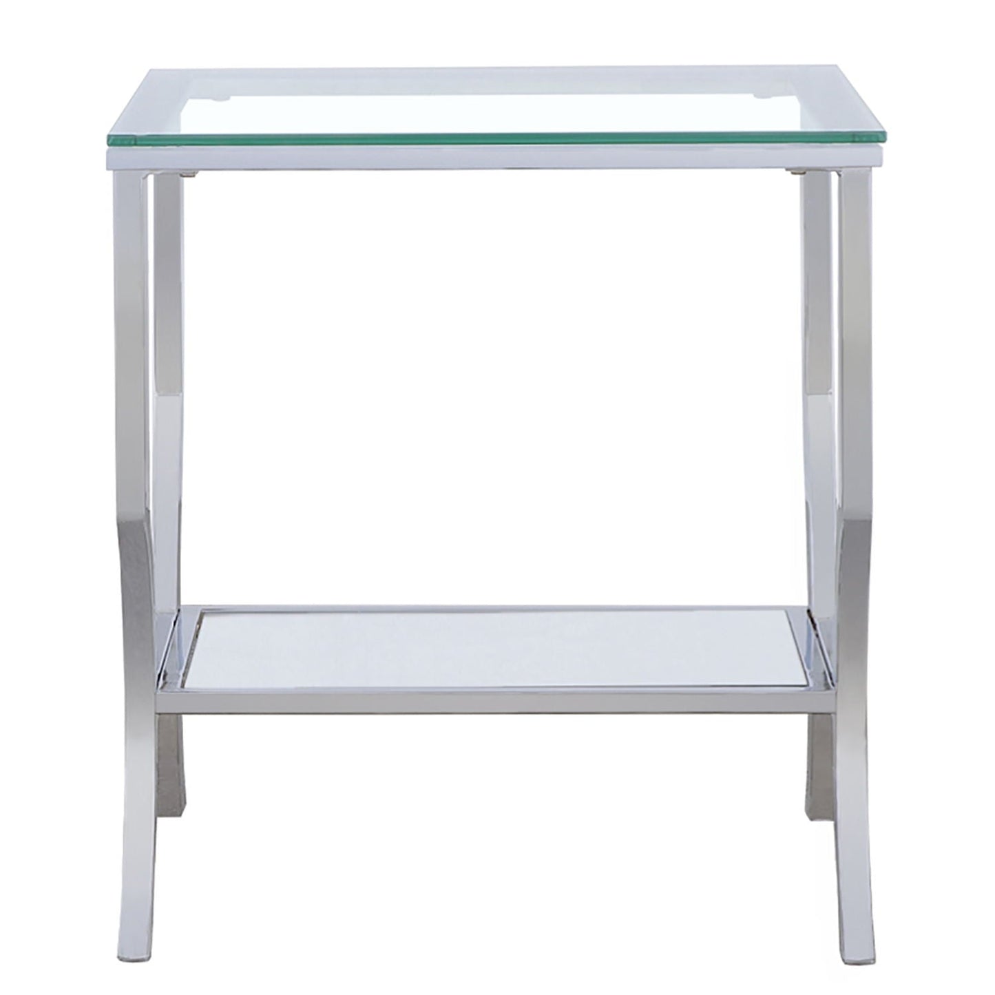 Porch & Den - Square Top End Table Elegance Glass - Chrome
