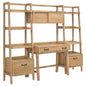 Fabian 4-piece Computer Desk and Bookshelf Set Distressed Light Brown