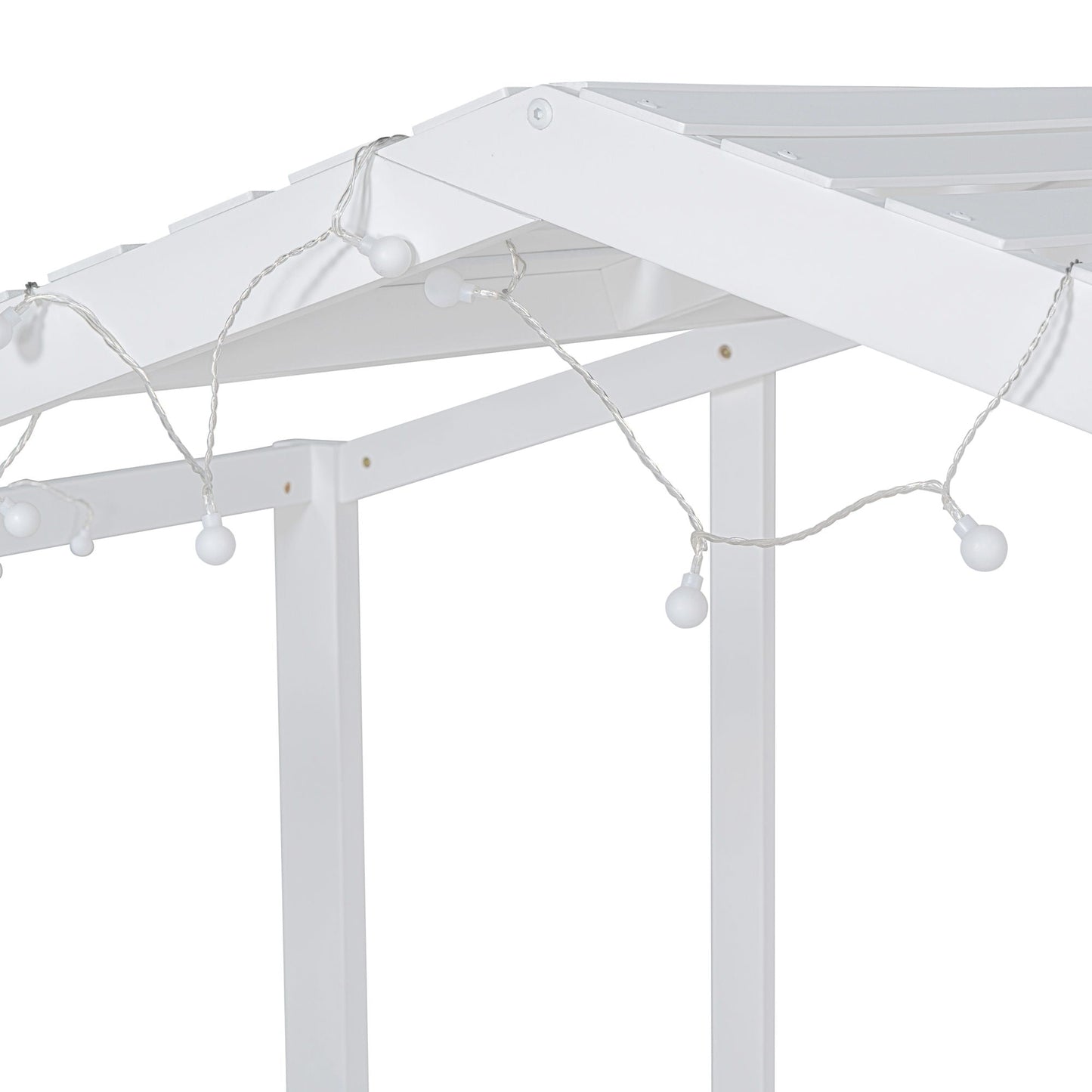 Loft House Bed With Ladder And Slide, With board And Light Strip On The Roof