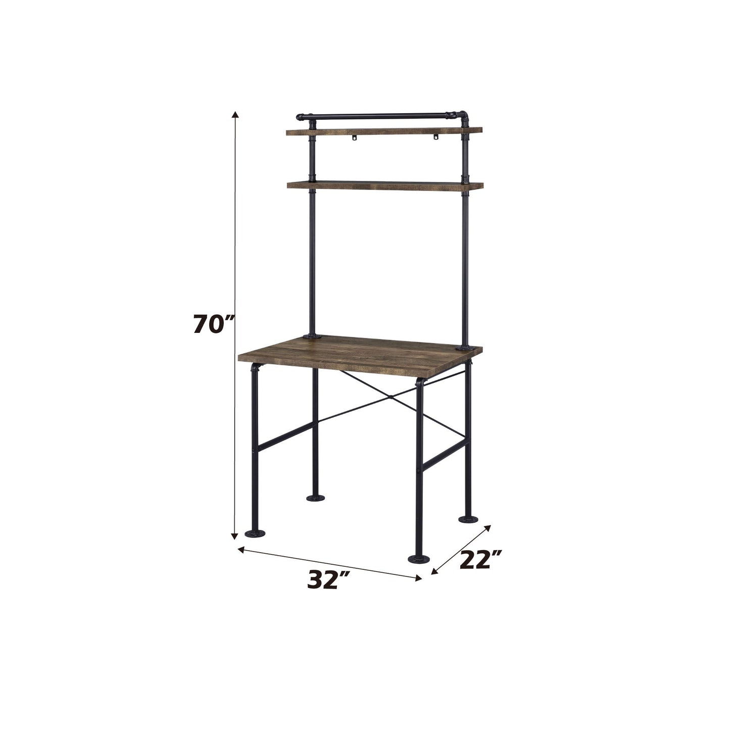 Ensata Rustic Writing Desk - Black / Oak