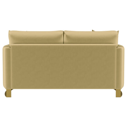 Corliss Upholstered Curved Track Arm Loveseat Camel