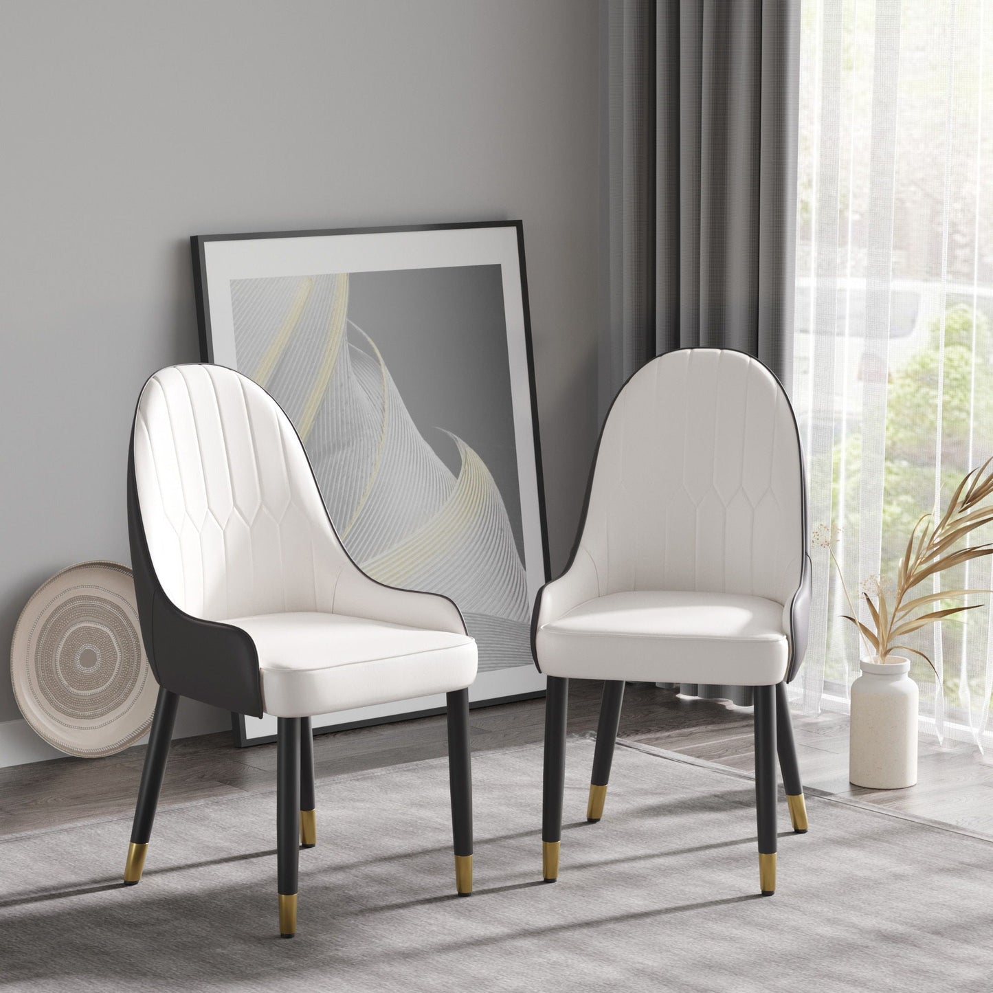 Modern Sponge-Filled Dining Chair, Solid Wood Metal Legs, Suitable For Restaurants, Living Rooms And Rooms (Set of 2)