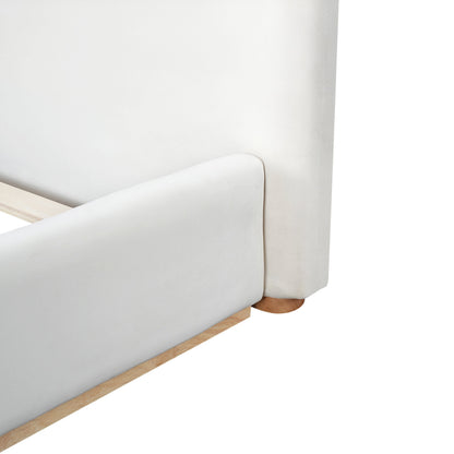 Elegant Upholstered Bed with Solid Wood Frame - Queen