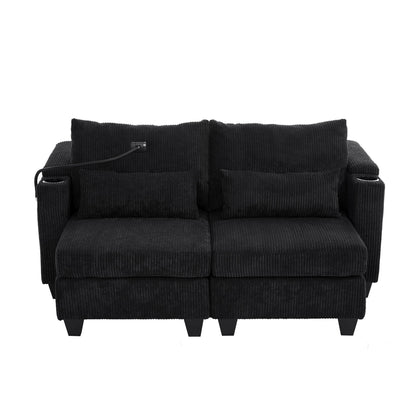 Convertible Chaise Lounge Sofa Chair With USB Ports, Cup Holders, Phone Holder And Storage