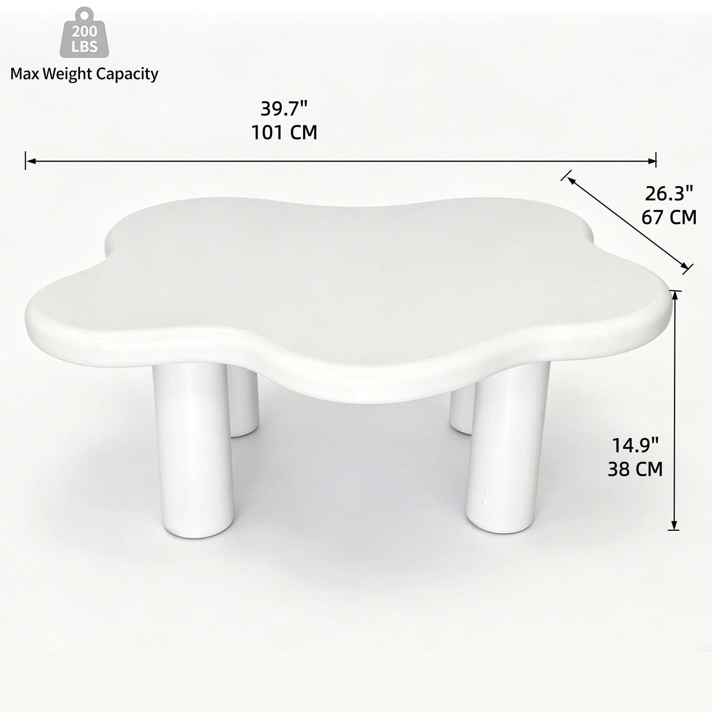 Cloud Shaped Coffee Table With 4 Round Legs