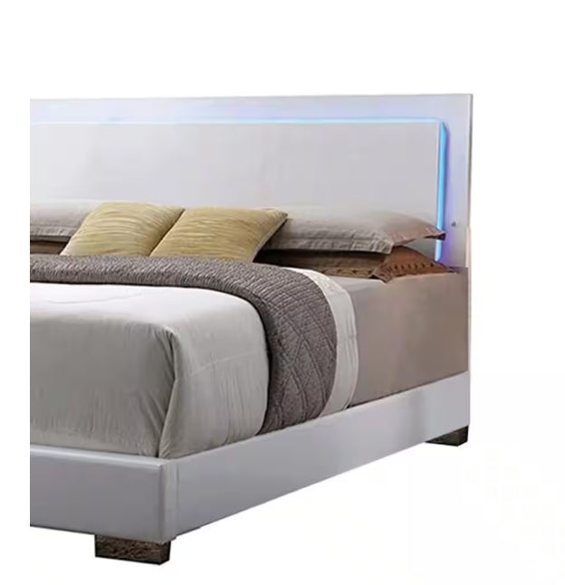 Lorimar White Faux Leather Panel Bed