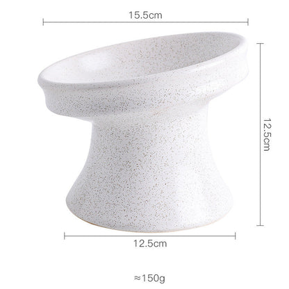 Cat Bowl Ceramic Shallow Mouth High Foot Anti Overturn Double