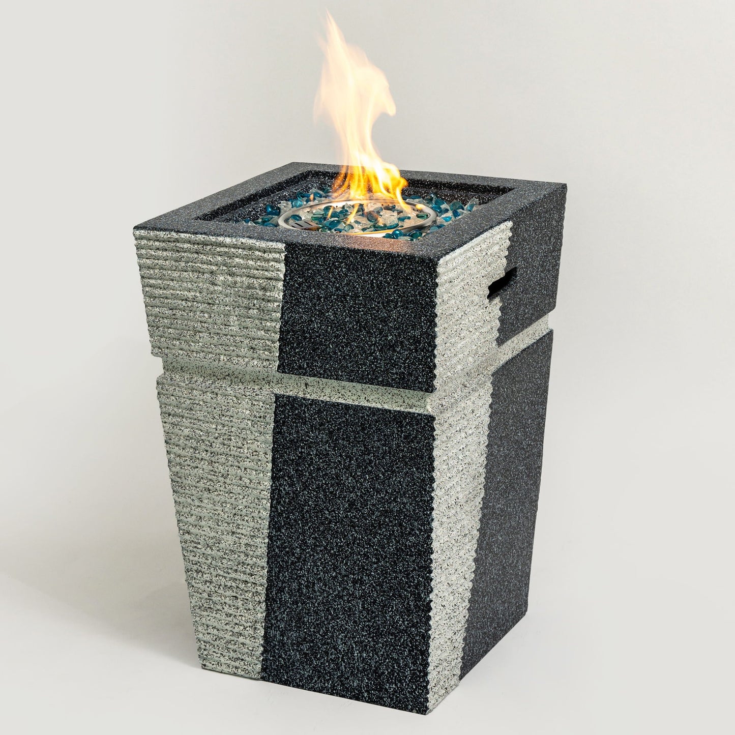 Propane, Gas 50000 Btu Square Fire Pit Table For Outside - Light Gray Blue