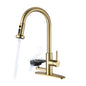 3 In 1 Kitchen Faucet With Press Type Glass Rinser, High Arc Pull Down Sprayer
