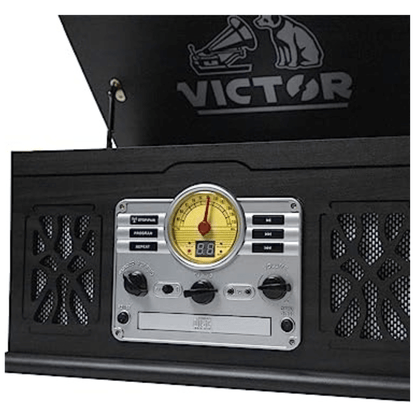 Victor State 7-in-1 Wood Music Center Graphite - Refurbished