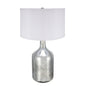 Silver Round Table Lamp with White Fabric Shade