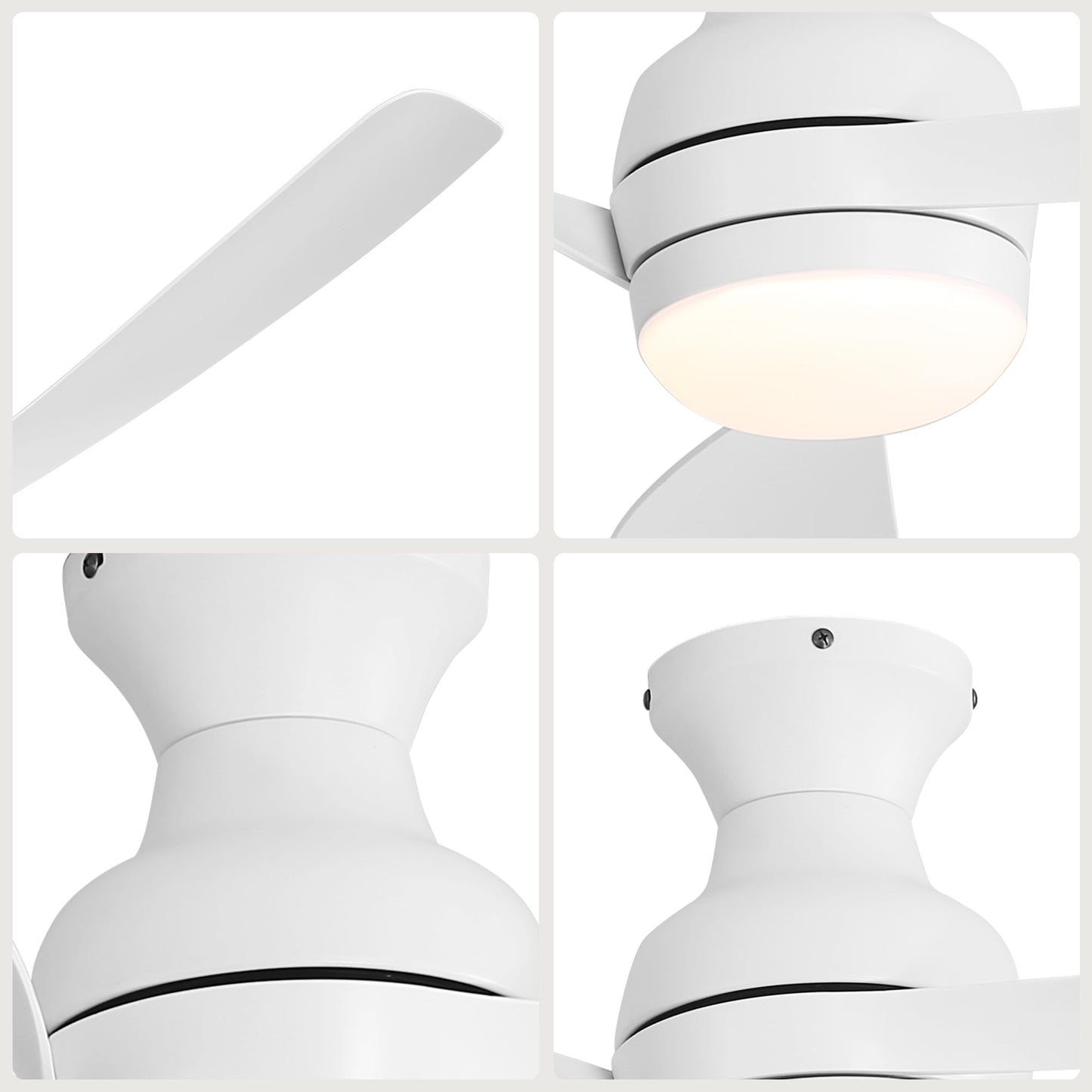 52" Low Profile Ceiling Fan with Lights, Quiet Reversible DC Motor, Dimmable LED
