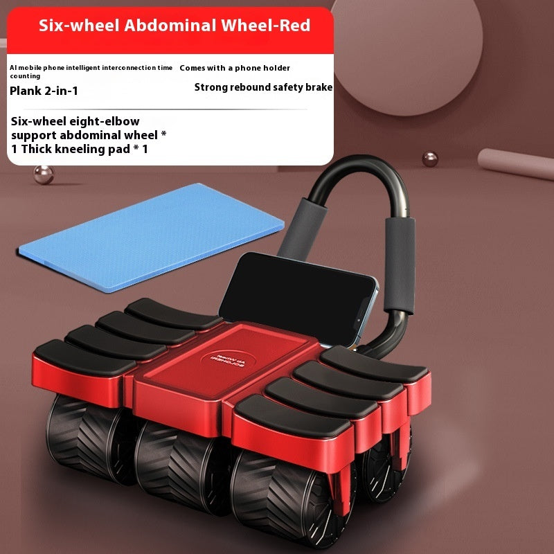 Six-wheel Eight-elbow Automatic Rebound Abdominal Wheel AI Mobile Phone Smart Internet Fitness Artifact