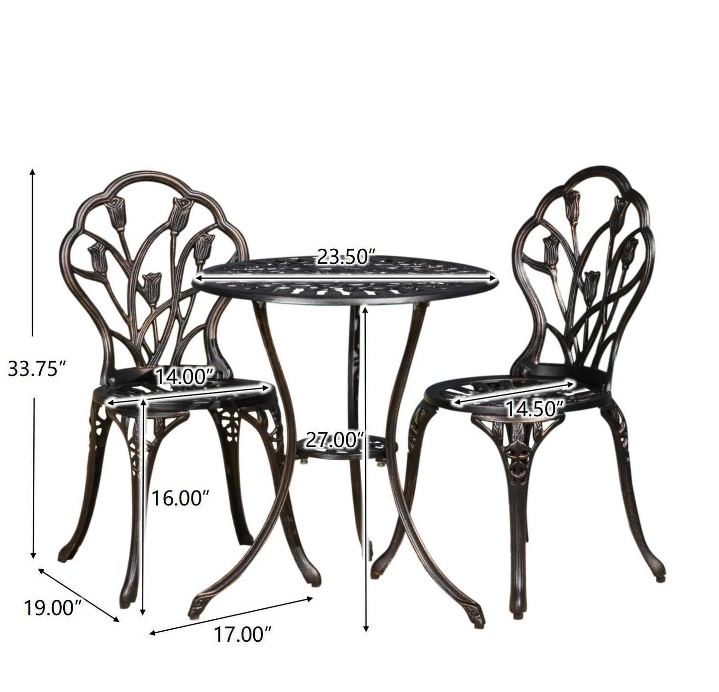 Nassau Cast 3 Piece Bistro Set