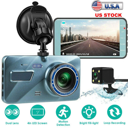 720P Dual Dash Cam Car Camera Recorder Looping Recording Car DVR Driving Vehicle Recorder with Motion Detection Light