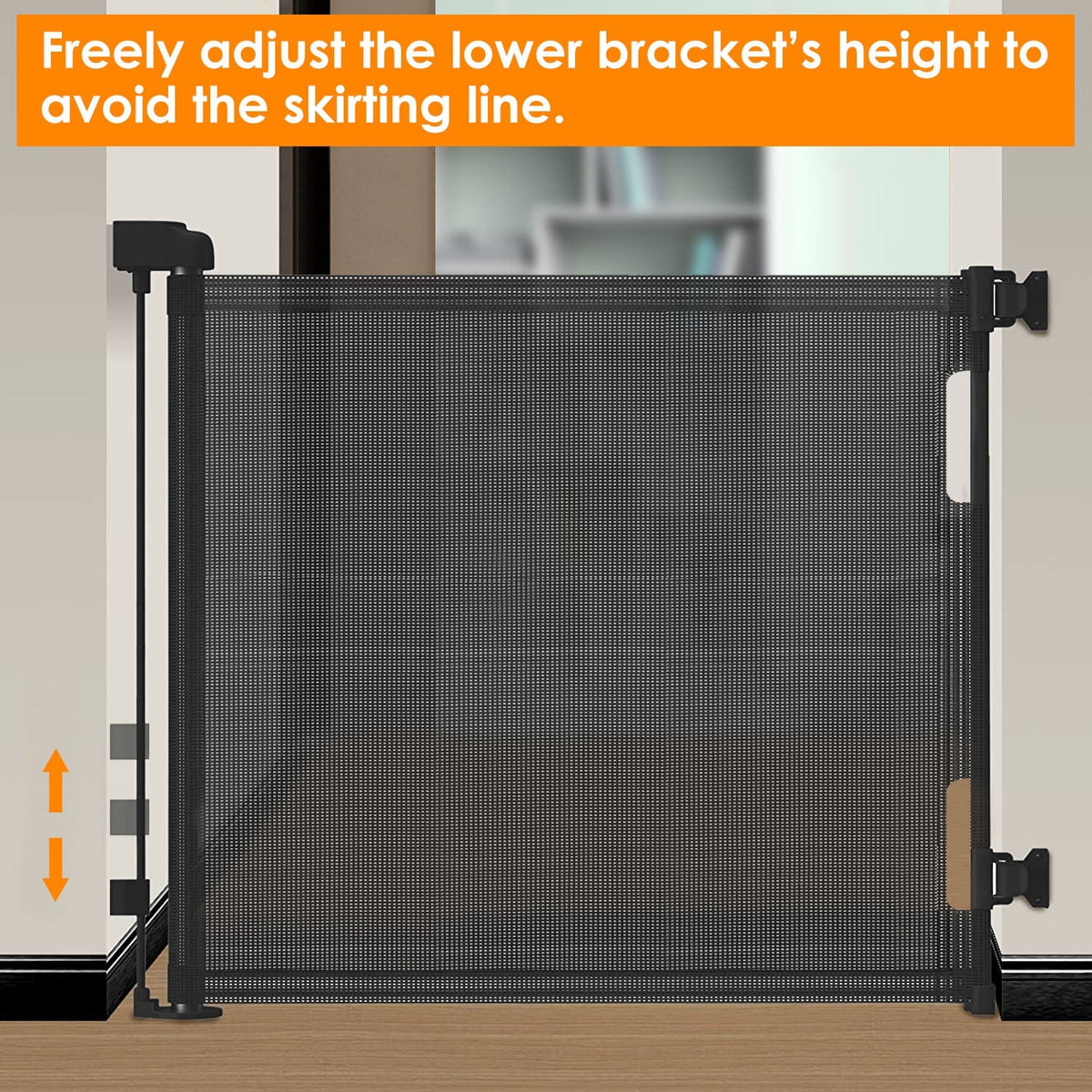 Baby Security Gate Retractable Door Extra Wide Child Safety Stairs Gate 61x34in for Doorway Hallway Indoor Outdoor