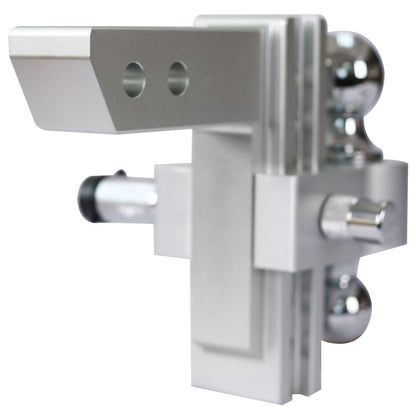 Alu - Adjustable Trailer Drop Hitch With 2" Receiver, 6" Adjustment - Silver