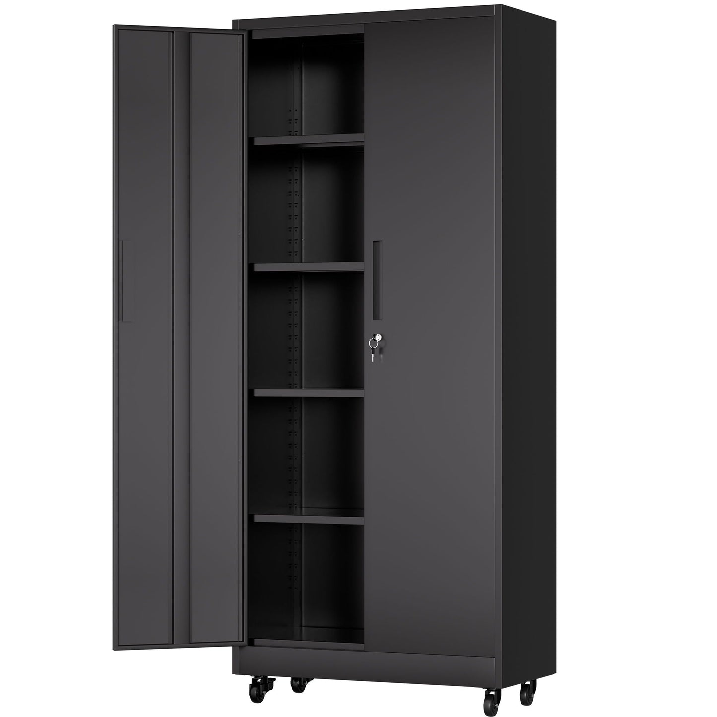 Heavy Duty Rolling Cabinet With Lock, Garage Storage Cabinet, 4 Adjustable Shelves For Tool Organization